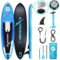 Deska Surfingowa SUP Exprotrek Paddle Niebieska Nadmuchiwana Max 150 kg 305 cm