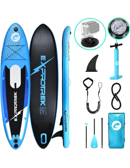 Deska Surfingowa SUP Exprotrek Paddle Niebieska Nadmuchiwana Max 150 kg 305 cm