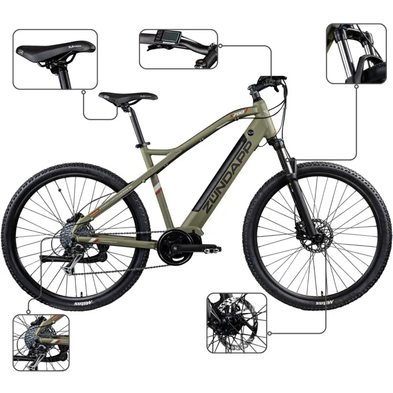 Rower Elektryczny Męski Damski Górski 27,5 SHIMANO Alu Amory MTB LCD 250 W