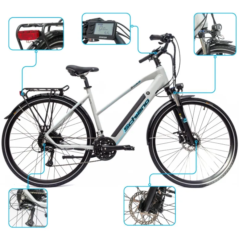 Rower Elektryczny Damski Trekkingowy Koła 28" ALU Hydraulika 250W Acera LCD