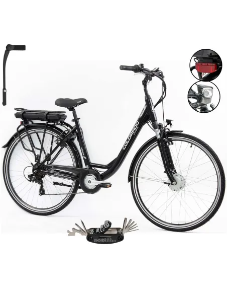 Rower Elektryczny Damski Miejski 28 Aluminium 250 W SHIMANO LCD Amortyzacja