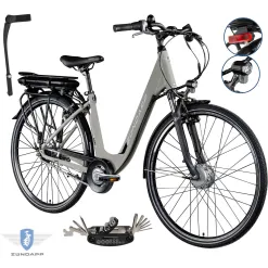 Rower Elektryczny Damski Miejski 28 Aluminium SHIMANO Nexus LCD Amortyzacja