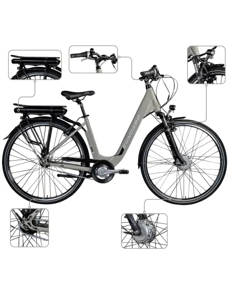Rower Elektryczny Damski Miejski 28 Aluminium SHIMANO Nexus LCD Amortyzacja