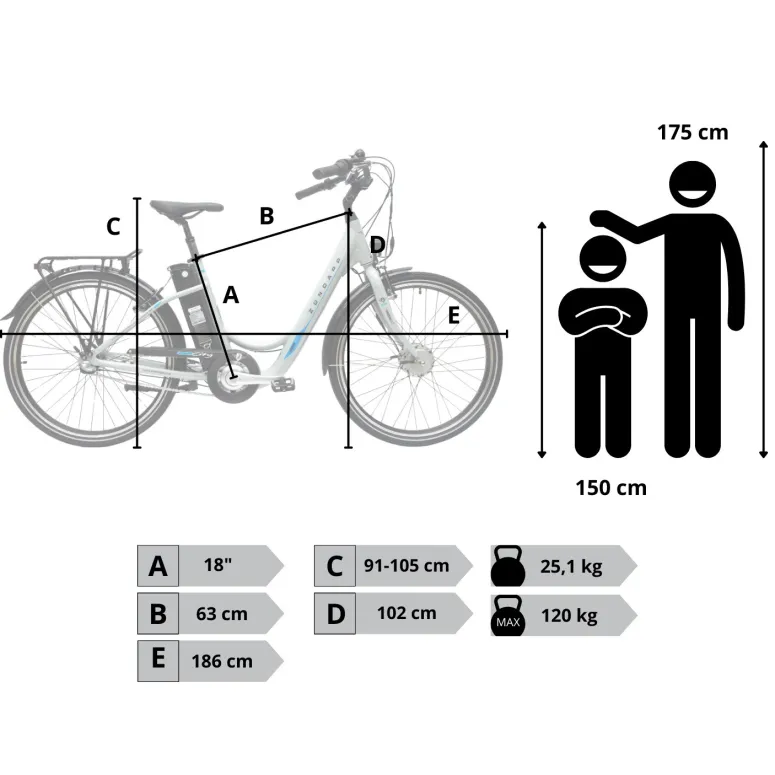 Rower Elektryczny Damski Miejski 26 SHIMANO Nexus LCD 250 W Aplikacja Pilot