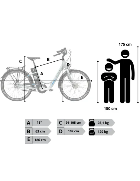 Rower Elektryczny Damski Miejski 26 SHIMANO Nexus LCD 250 W Aplikacja Pilot