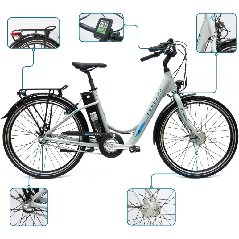 Rower Elektryczny Damski Miejski 26 SHIMANO Nexus LCD 250 W Aplikacja Pilot