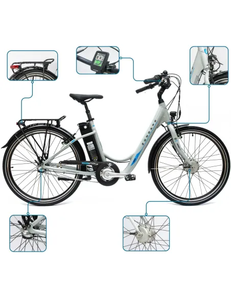 Rower Elektryczny Damski Miejski 26 SHIMANO Nexus LCD 250 W Aplikacja Pilot