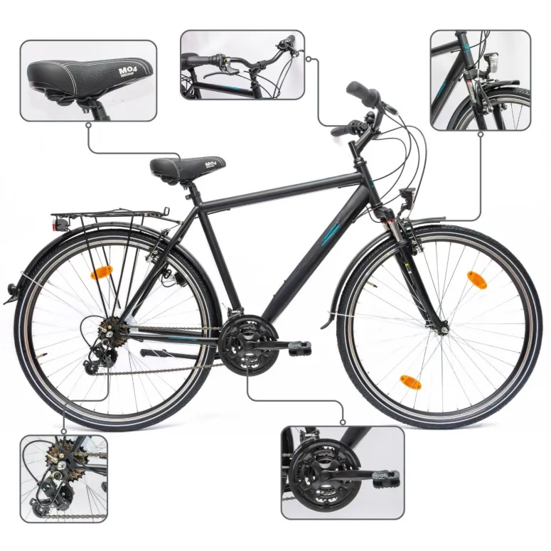 Rower Męski Trekkingowy 28" SHIMANO Błotniki Bagażnik Światła Dynamo Stopka