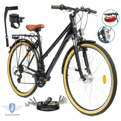 Rower Damski Trekkingowy 28" Aluminium SHIMANO Amortyzacja Światła Bagażnik