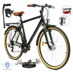 Rower Męski Trekkingowy 28" Aluminium SHIMANO Amortyzacja Światła Bagażnik