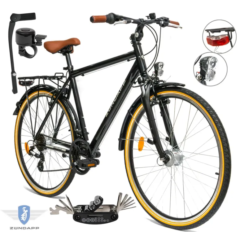 Rower Męski Trekkingowy 28" Aluminium SHIMANO Amortyzacja Światła Bagażnik