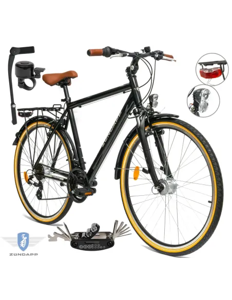 Rower Męski Trekkingowy 28" Aluminium SHIMANO Amortyzacja Światła Bagażnik