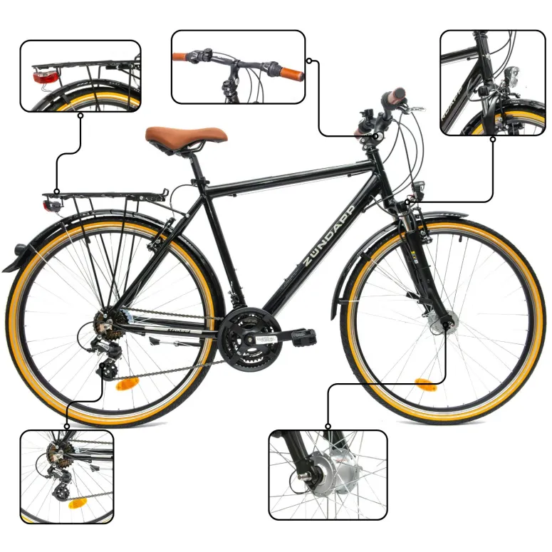 Rower Męski Trekkingowy 28" Aluminium SHIMANO Amortyzacja Światła Bagażnik