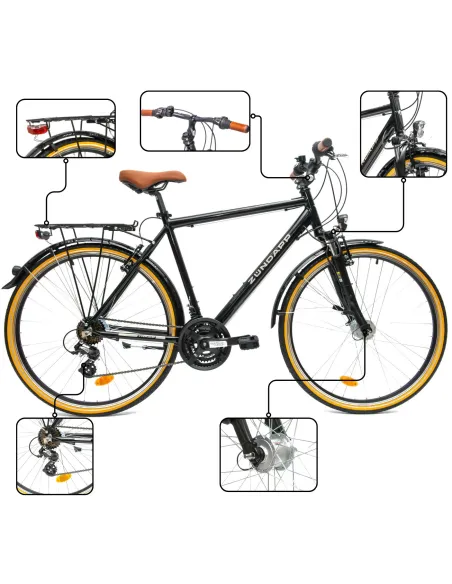 Rower Męski Trekkingowy 28" Aluminium SHIMANO Amortyzacja Światła Bagażnik