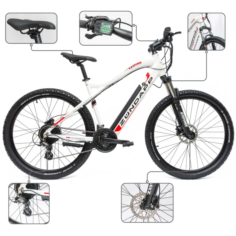 Rower Elektryczny Damski Męski Górski 27,5" SHIMANO LED 250 W Hydraulika