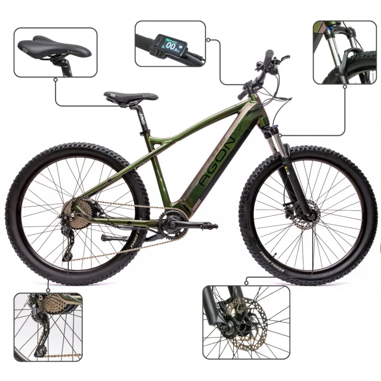 Rower Elektryczny Damski Męski Górski 27,5" Hydraulika 250 W Aplikacja 2025