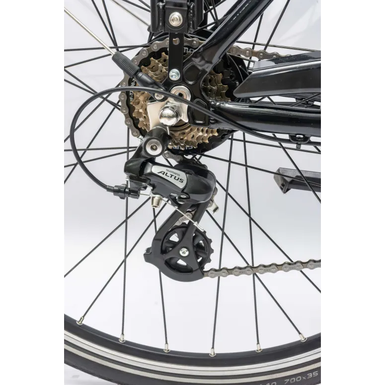 Rower Elektryczny Damski Trekkingowy 28" SHIMANO 250 W LED Alu Amory Stopka