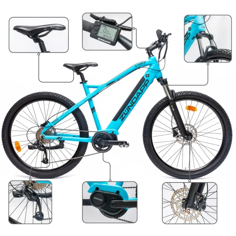 Rower Elektryczny Męski Damski Górski 27,5" SHIMANO 250 W MTB LCD Alu Amory