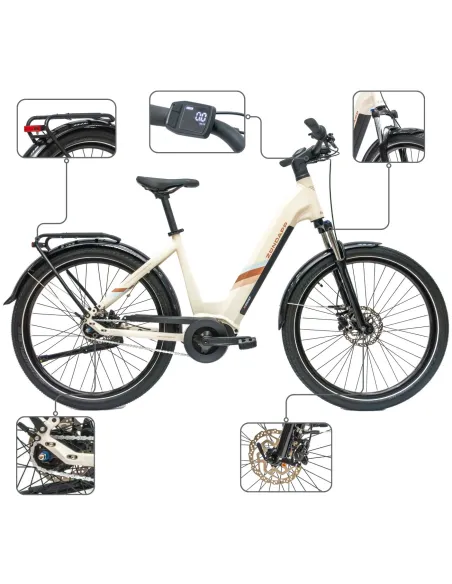 Rower Elektryczny Damski Miejski 27,5" SHIMANO Nexus Aplikacja 250 W 2025