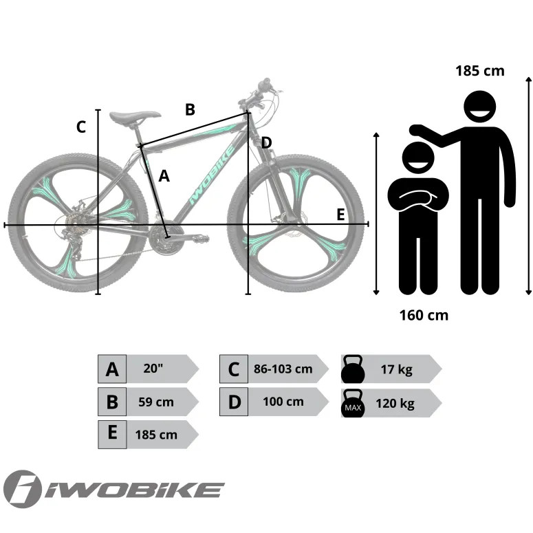 Rower Męski Górski 29" MTB IWOBIKE Shimano Hardtail Amortyzacja Tarcze 2025