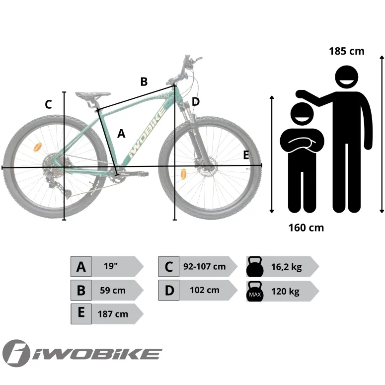 Rower Męski Górski 29 Aluminium IWOBIKE Shimano Cues Hydraulika Amortyzacja