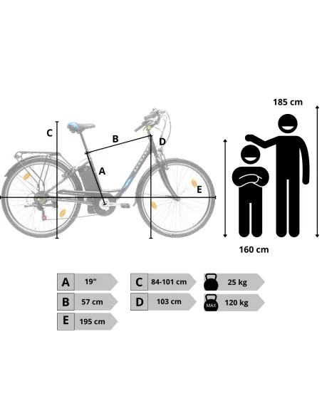Rower Elektryczny Damski Miejski 28" SHIMANO 250 W LED Bagażnik Oświetlenie