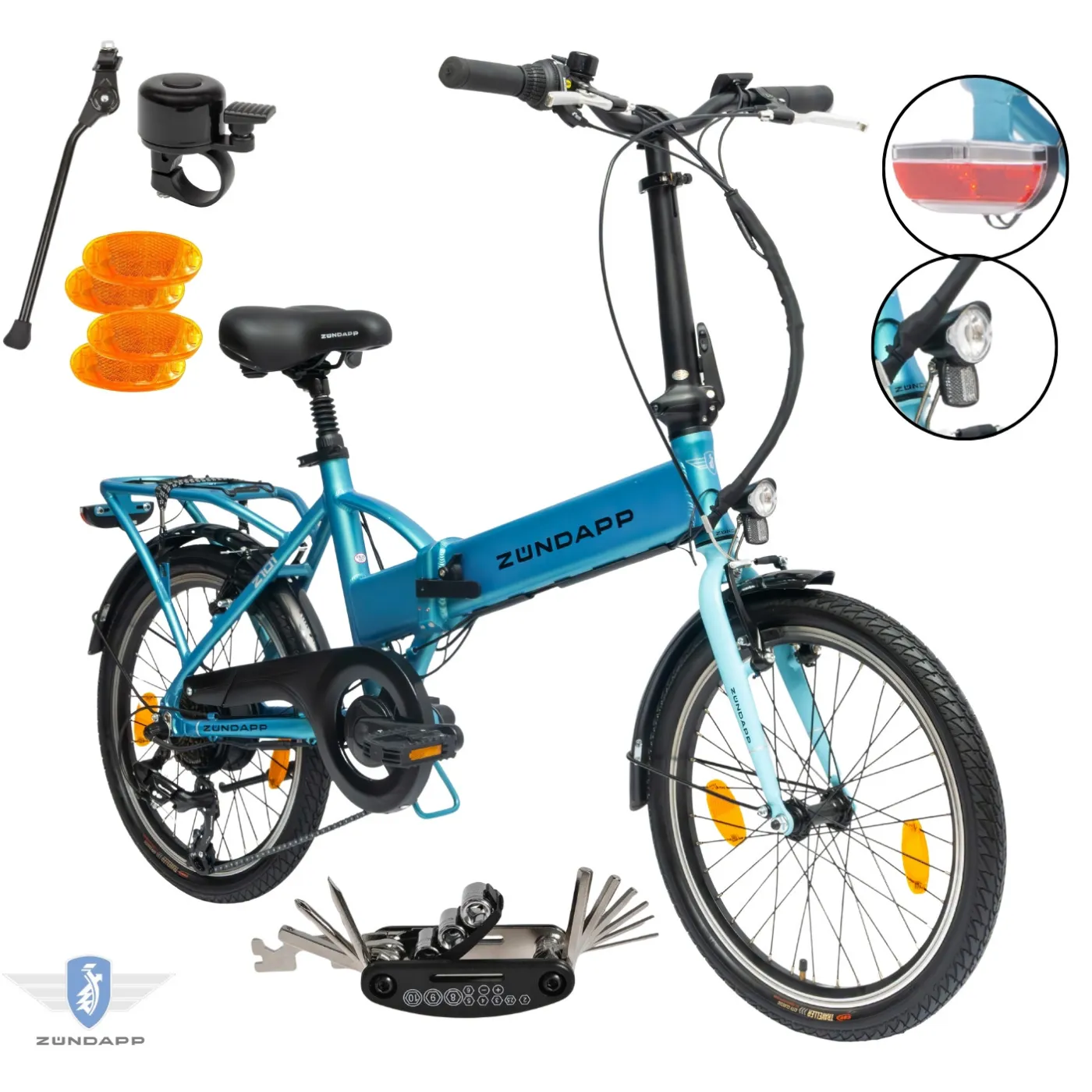 Rower Elektryczny Damski Męski Składany 20" SHIMANO 250 W Alu LED Składak