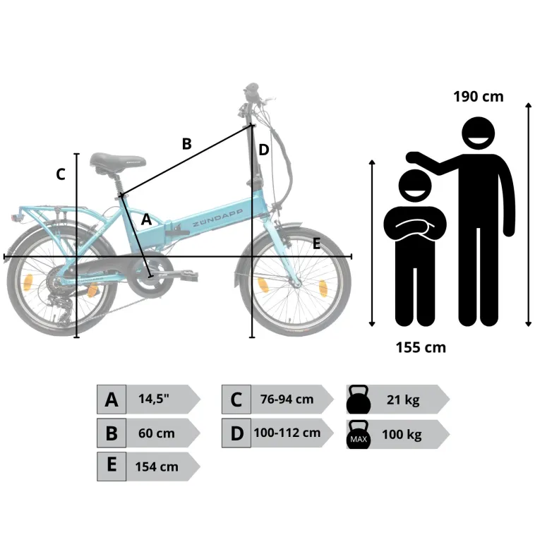 Rower Elektryczny Damski Męski Składany 20" SHIMANO 250 W Alu LED Składak
