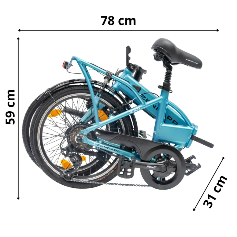 Rower Elektryczny Damski Męski Składany 20" SHIMANO 250 W Alu LED Składak