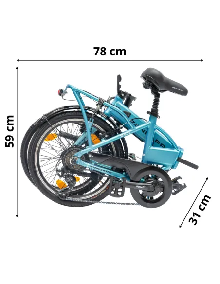 Rower Elektryczny Damski Męski Składany 20" SHIMANO 250 W Alu LED Składak