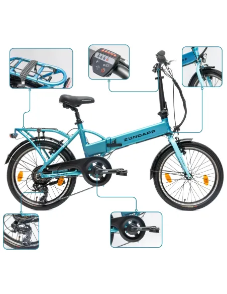 Rower Elektryczny Damski Męski Składany 20" SHIMANO 250 W Alu LED Składak