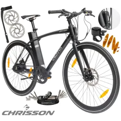 Rower Elektryczny Męski Miejski 28" LCD 250 W Aluminium Oświetlenie Stopka