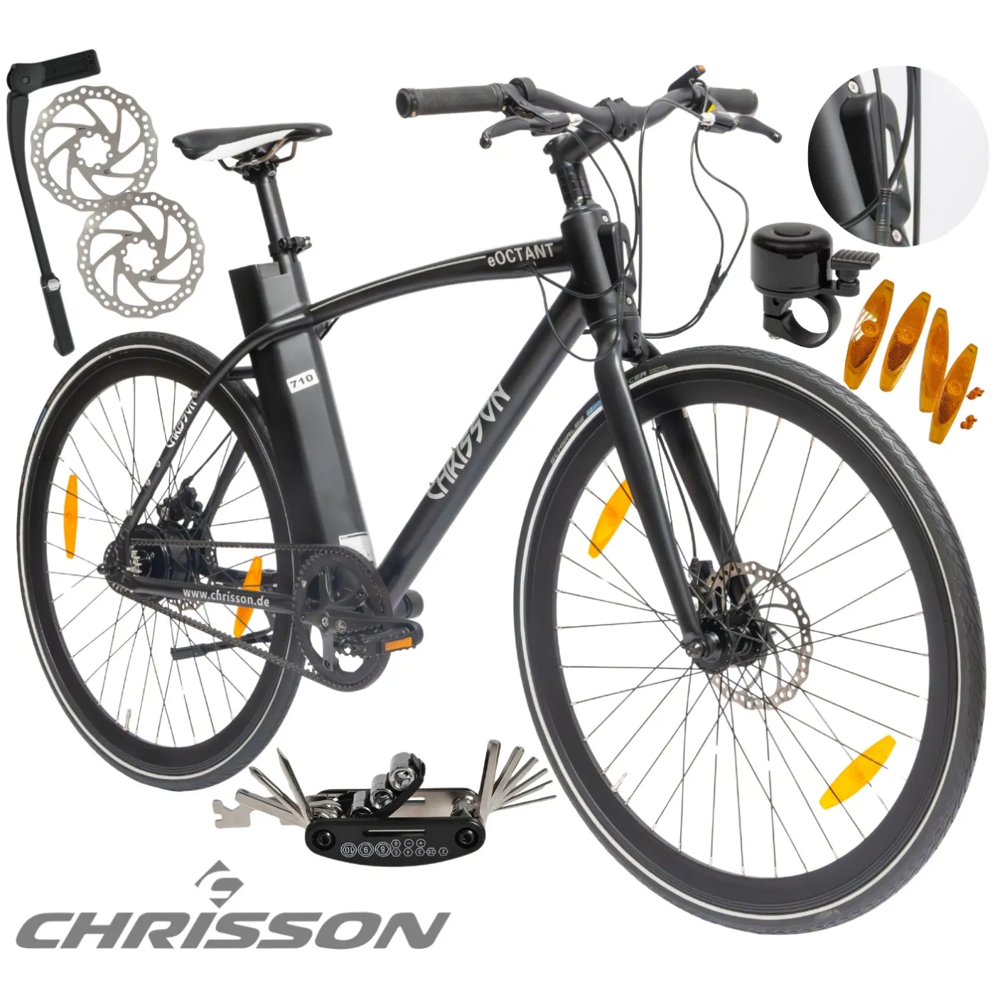 Rower Elektryczny Męski Miejski 28" LCD 250 W Aluminium Oświetlenie Stopka