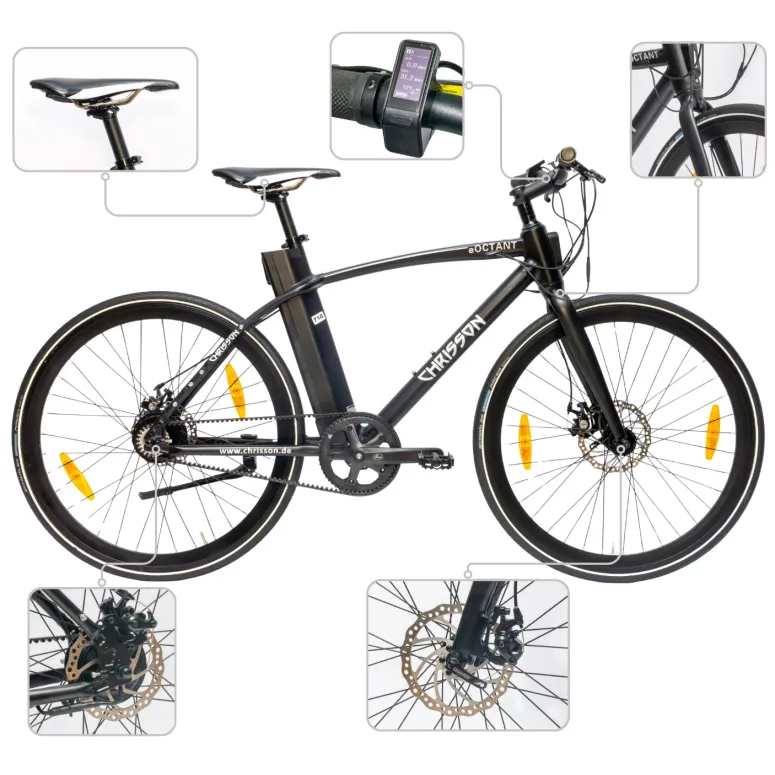 Rower Elektryczny Męski Miejski 28" LCD 250 W Aluminium Oświetlenie Stopka