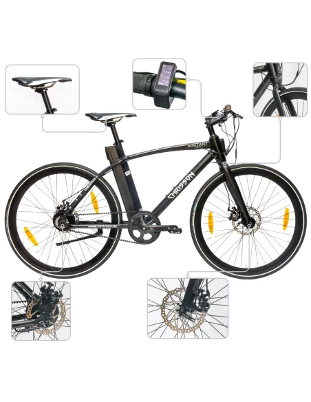 Rower Elektryczny Męski Miejski 28" LCD 250 W Aluminium Oświetlenie Stopka