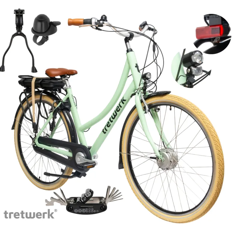 Rower Elektryczny Damski Miejski 28" SHIMANO Nexus LCD Aplikacja 250 W Alu