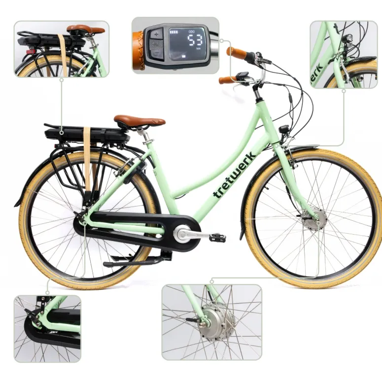 Rower Elektryczny Damski Miejski 28" SHIMANO Nexus LCD Aplikacja 250 W Alu