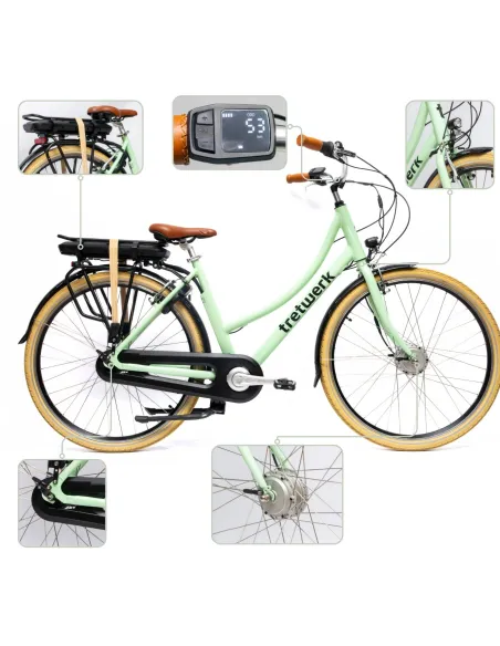 Rower Elektryczny Damski Miejski 28" SHIMANO Nexus LCD Aplikacja 250 W Alu