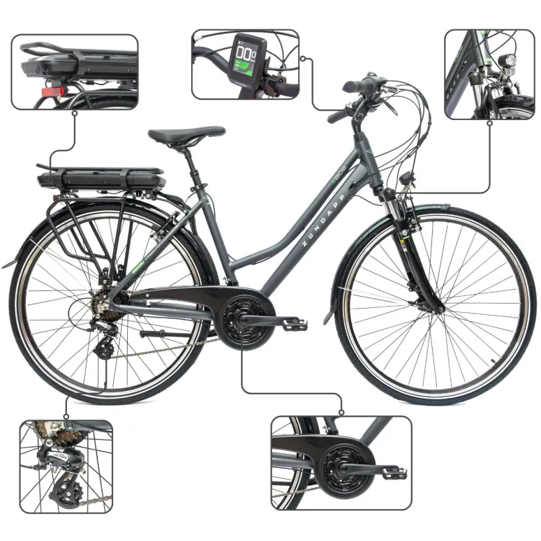 Rower Elektryczny Damski Trekkingowy 28" Aplikacja 2025 LCD 250 W SHIMANO