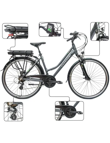 Rower Elektryczny Damski Trekkingowy 28" Aplikacja 2025 LCD 250 W SHIMANO
