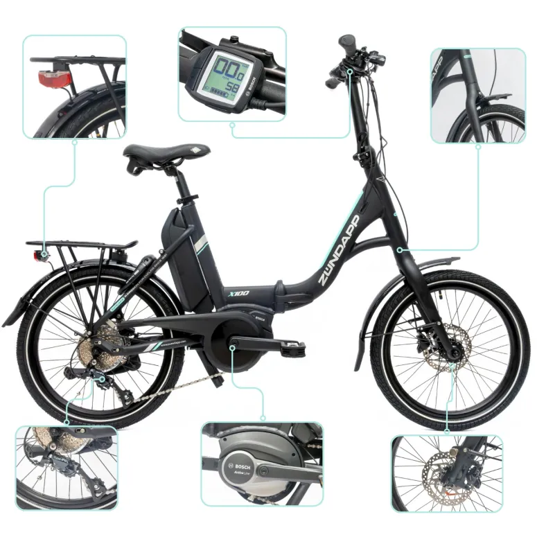 Rower Elektryczny Męski Damski Składany 20 SHIMANO Sora Składak 250 W BOSCH