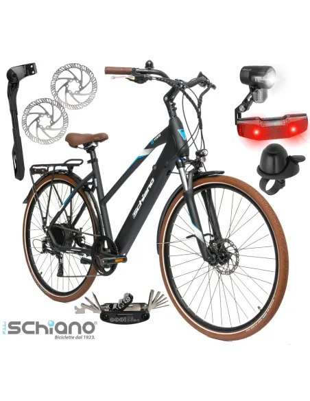 Rower Elektryczny Damski Miejski 28" Aluminium Bagażnik Oświetlenie Tarcze