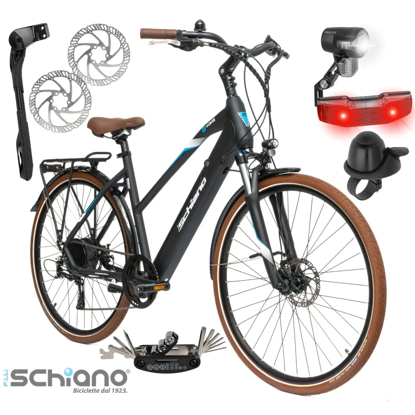 Rower Elektryczny Damski Miejski 28" Aluminium Bagażnik Oświetlenie Tarcze