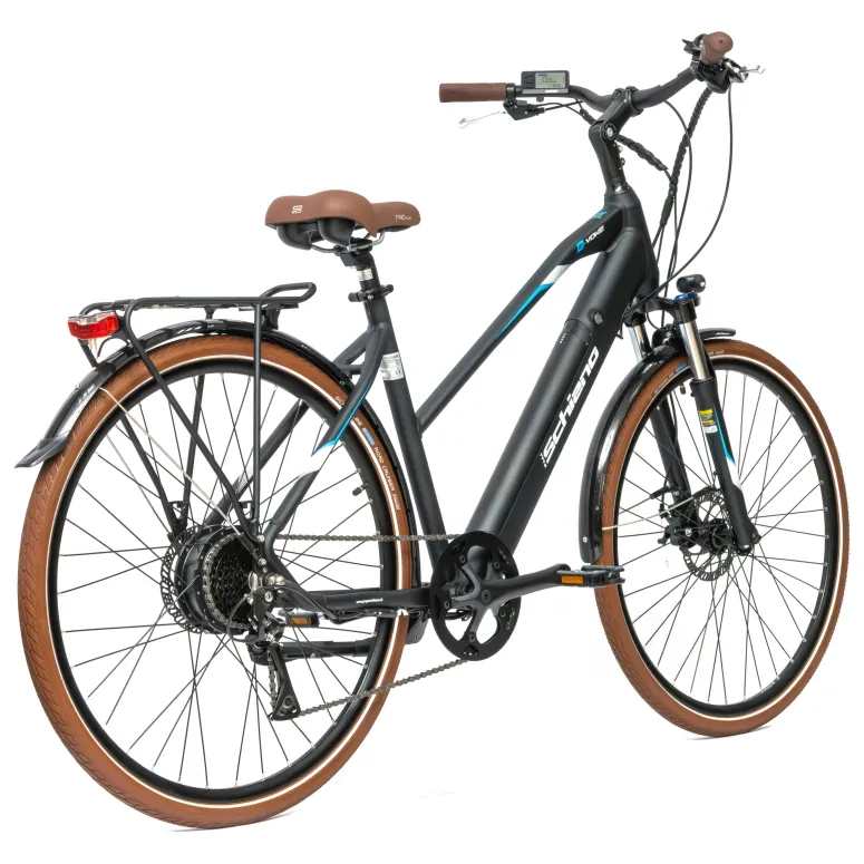 Rower Elektryczny Damski Miejski 28" Aluminium Bagażnik Oświetlenie Tarcze