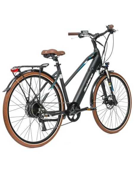 Rower Elektryczny Damski Miejski 28" Aluminium Bagażnik Oświetlenie Tarcze