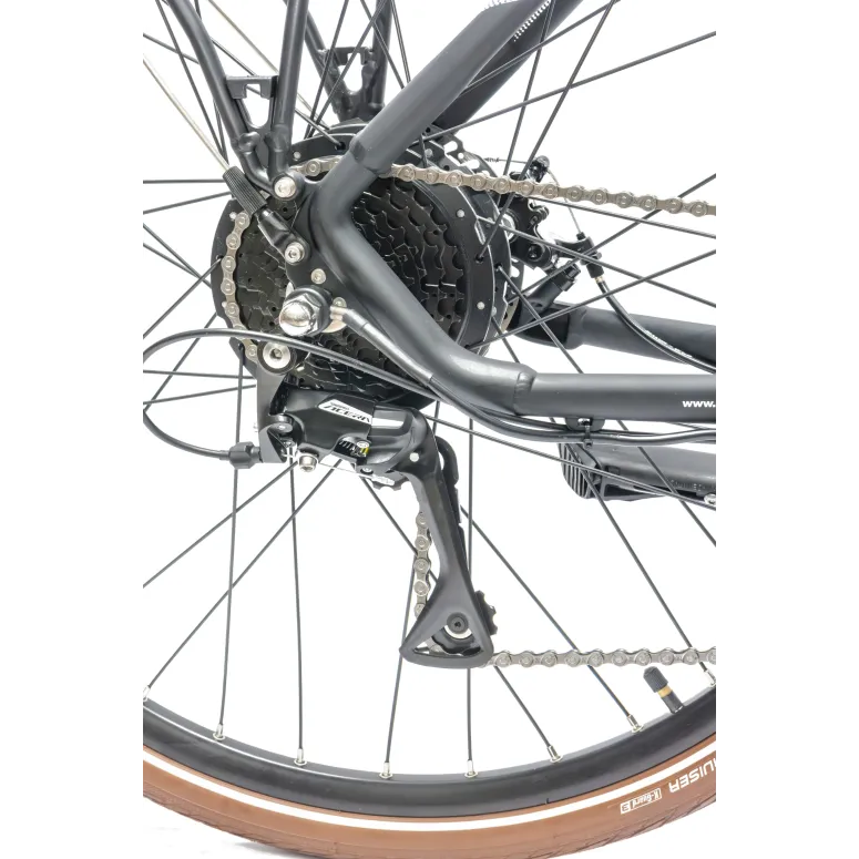 Rower Elektryczny Damski Miejski 28" Aluminium Bagażnik Oświetlenie Tarcze