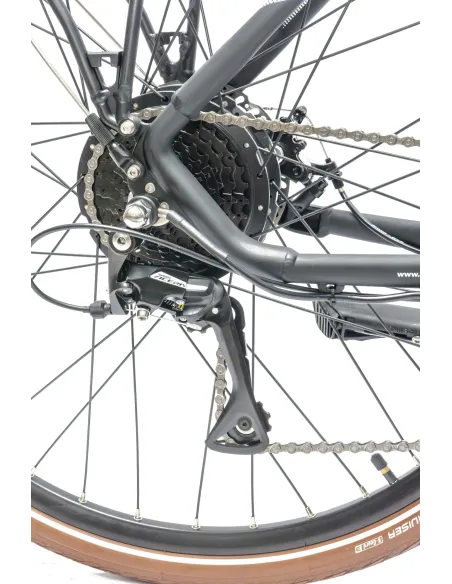 Rower Elektryczny Damski Miejski 28" Aluminium Bagażnik Oświetlenie Tarcze