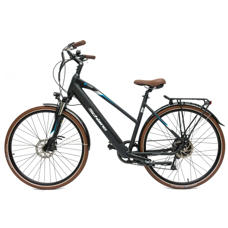 Rower Elektryczny Damski Miejski 28" Aluminium Bagażnik Oświetlenie Tarcze