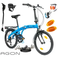 Rower Damski Męski Składany 20" SHIMANO Składak Oświetlenie Dynamo Bagażnik