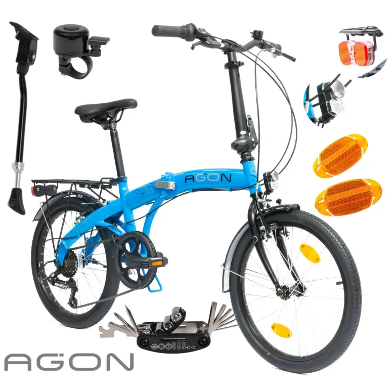 Rower Damski Męski Składany 20" SHIMANO Składak Oświetlenie Dynamo Bagażnik